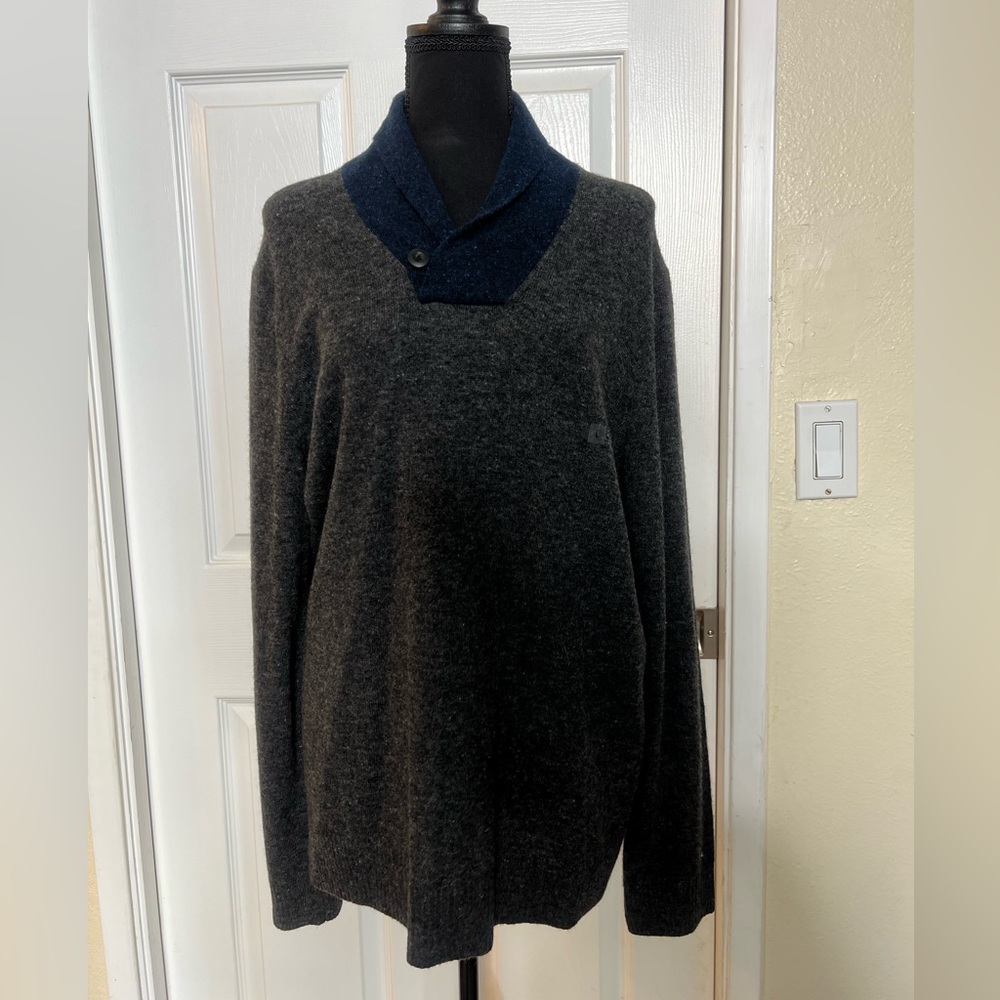 EXPRESS Men’s dark grey and blue cardigan pull over sweater New with tags